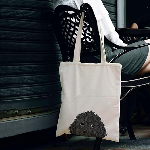 Vista 119 de WIRESTER Bolsa de lona para mujeres y niñas, bolsa de playa, comestibles y viajes, lindo perro