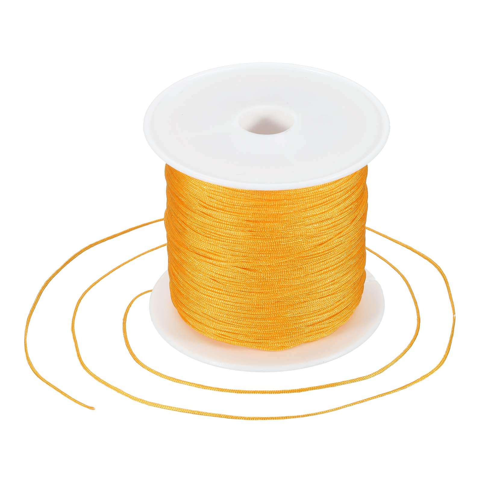 sourcing map 0.6mm Nylon String for Bracelets, 44 Yards Satin Nylon Beading Thread Chinese Knotting Cord for Jewelry Making DIY Craft Beading Friendship Necklace Bracelet(Golden Yellow)