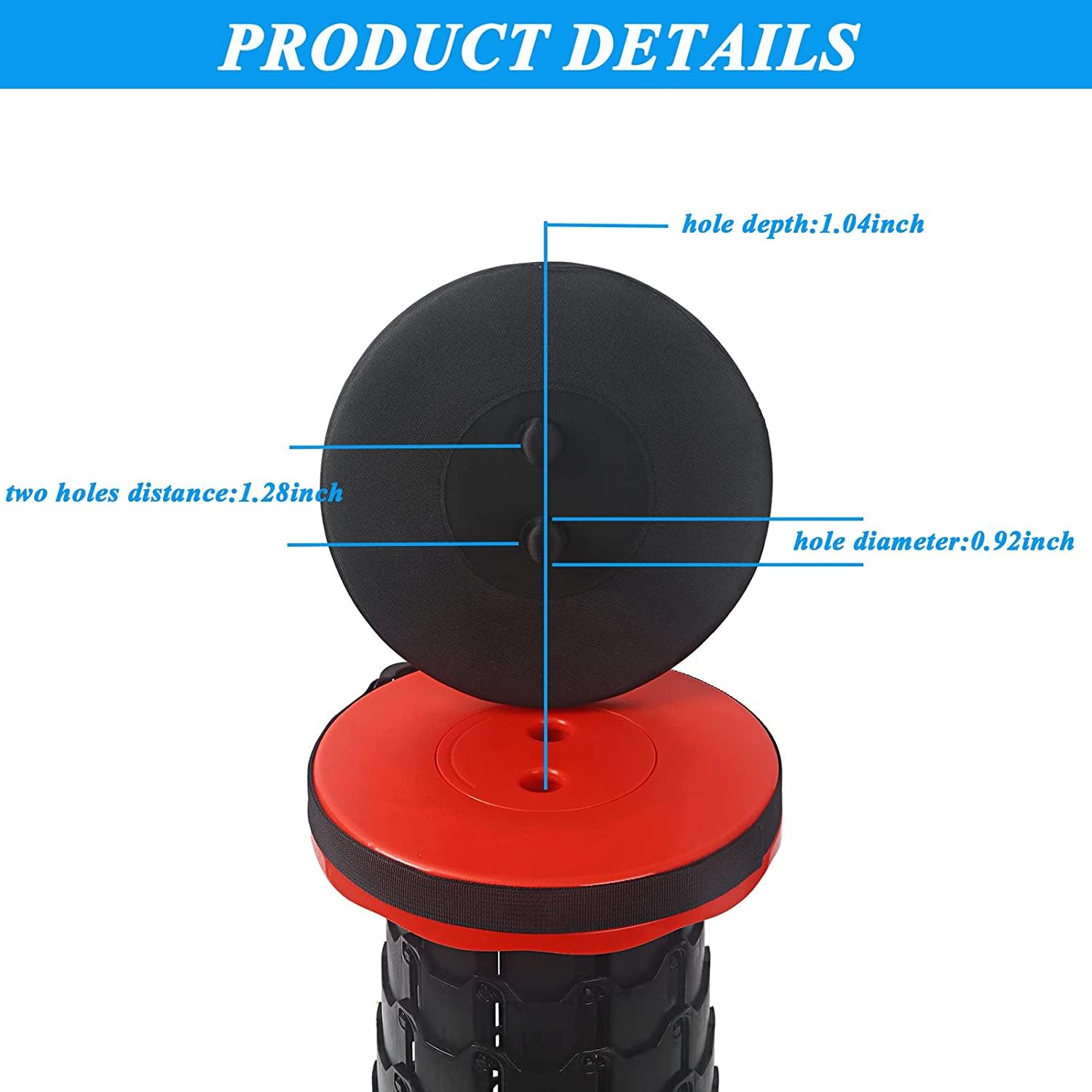 WAO ZONE 2 Pack Collapsible Folding Stool Cushion, Round Thickened Telescopic Stool Seat Cushion with Memory Foam (Black)(Not Include Stool)