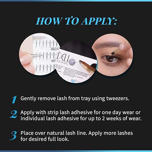 Miniatura 9 de Ardell Pestañas postizas regulares medianas, individuales, color negro natural para un aspecto de extensión de pestañas impecable, paquete de 4