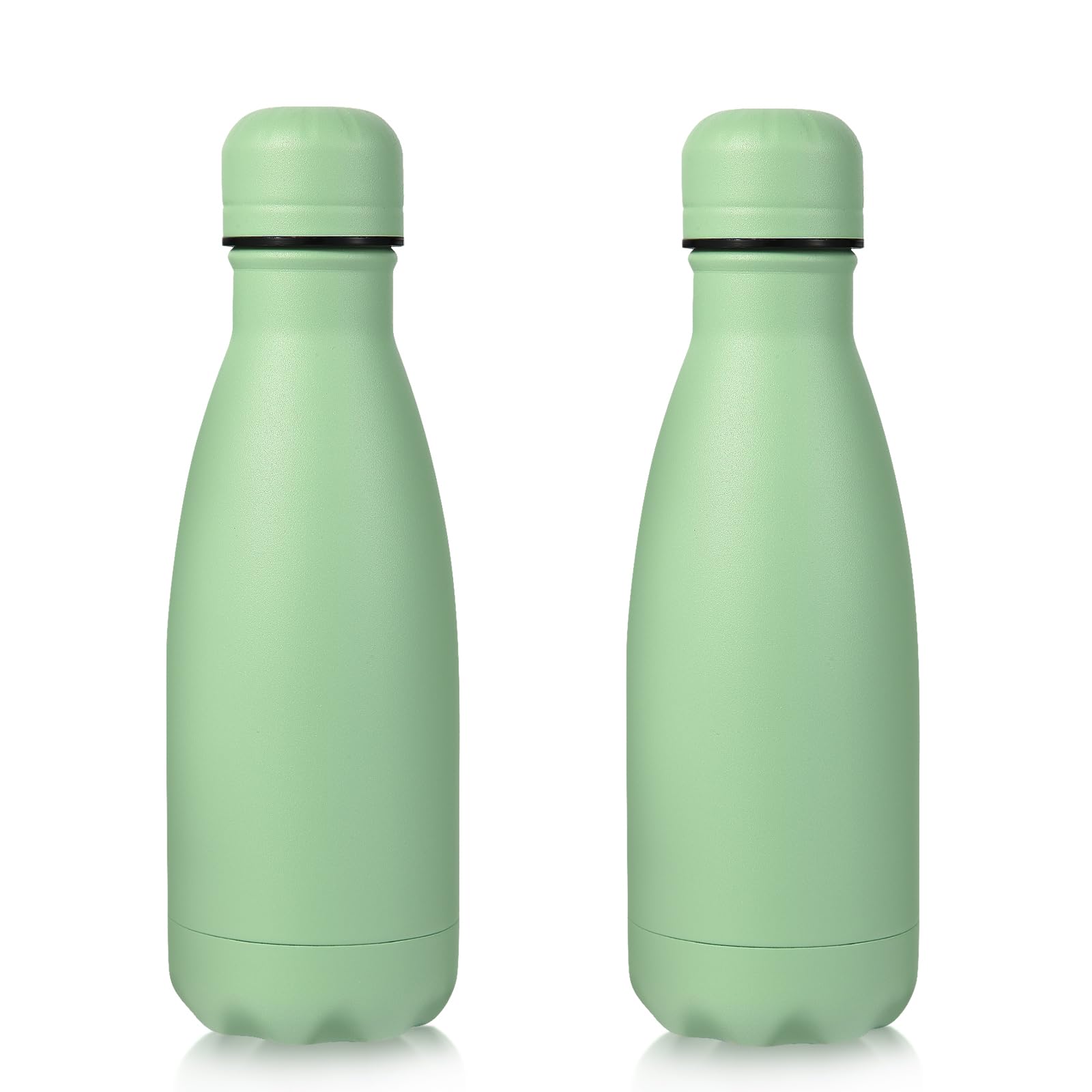 Volhoply 350ml/12oz Small Water Bottle Stainless Steel, BPA Free Insulated Water Bottles, Double Wall Cola Shape Flask, Keeps Cold 24 Hours and Hot 12 Hours for Kids Handbag (Green,2)