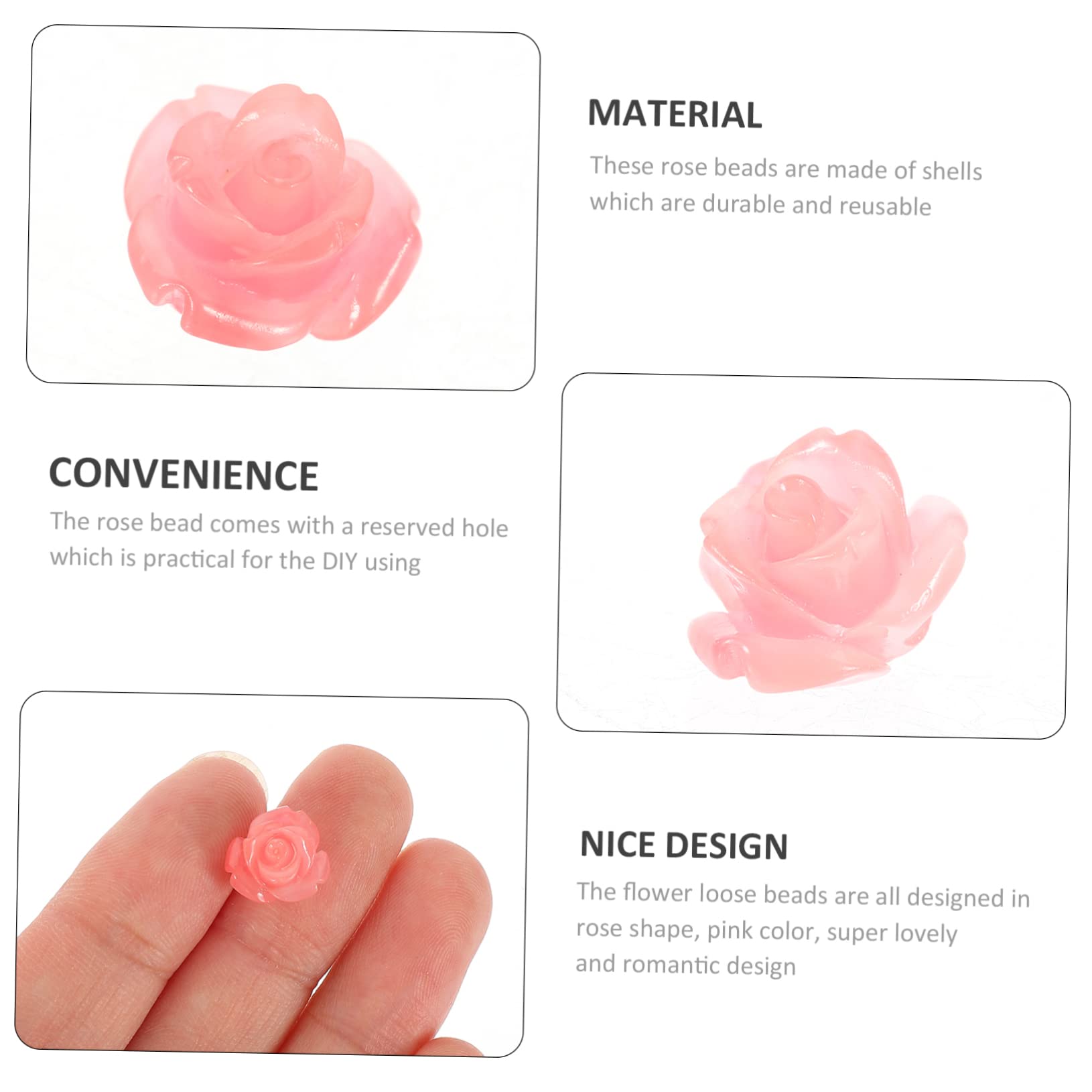 DOITOOL Abalorios De Rosa Sueltos Shell Rosa Para Joyería Diy Para Collares Artesanales 50 Piezas*4