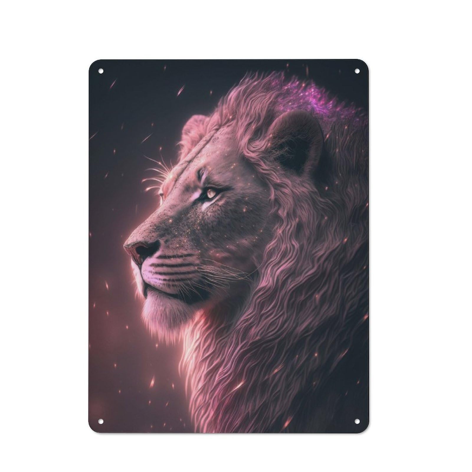 Junmoney Pink Fantasy Lion Glow 40X30cm Retro Metal Plaque With For Kitchen Or Home Bar, For Garage, Workshop And Man Cave Decoration