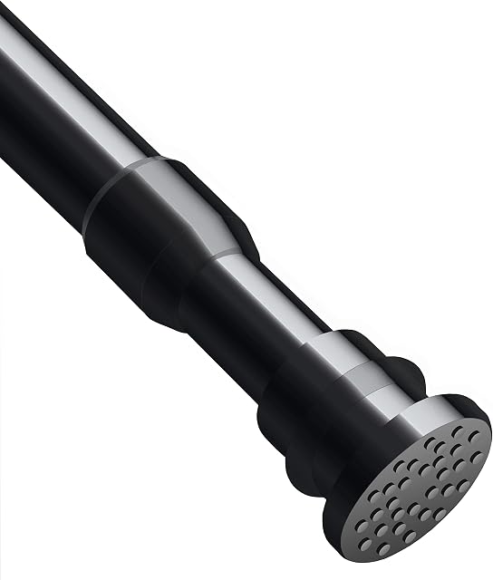 Small Tension Curtain Rods 40-70cm Black, Heavy Duty Spring Tension Rods, Adjustable Extension Spring Rods Closet Rod Cupboard Bars Tensions Rod for small Windows, Kitchen, Cupboard, 16-28 inch
