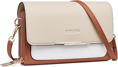 Roulens Mobile Phone Bag, Women's Small Shoulder Bag, PU Leather Cross Body Bag, Messenger Crossbody Bag Women's Mobile Bag with Card Slots, Zipper and Strap