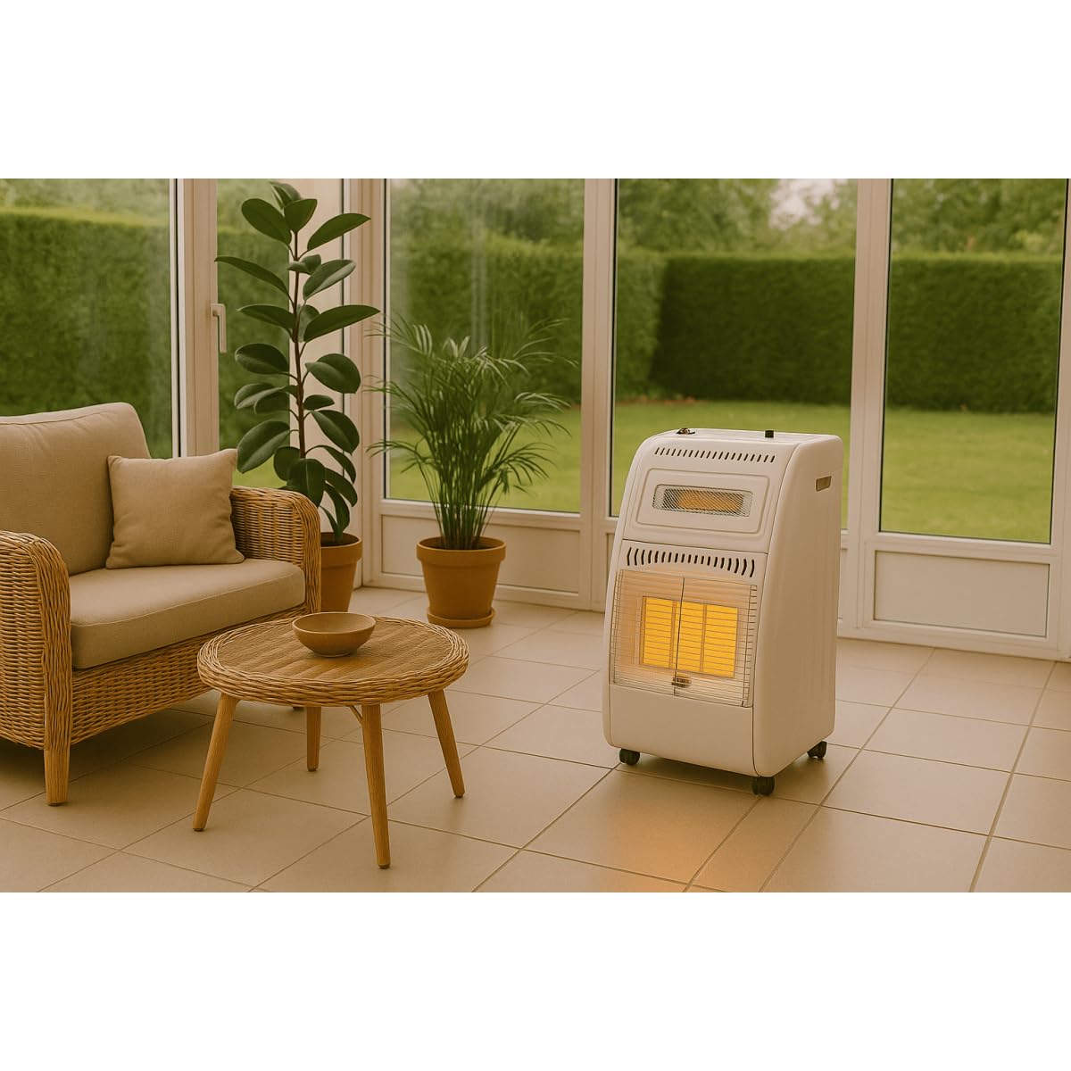 INTEC - Poêle à gaz 5700W Chauffage d'appoint Hybride Gaz et Électrique 20-100 m² - Piezo Kombi Line