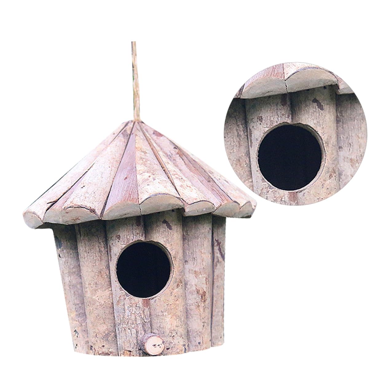 Happyyami Wooden Bird House Corrosion Rustic Cottage Hanging Nest Decoration for Home Garden Creative Pendant Art Craft for Weddings Parties Outdoor Decor Realistic Look