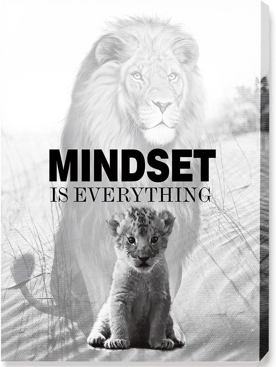IIONGDE Mindset is Everything Canvas Wall Art,White and