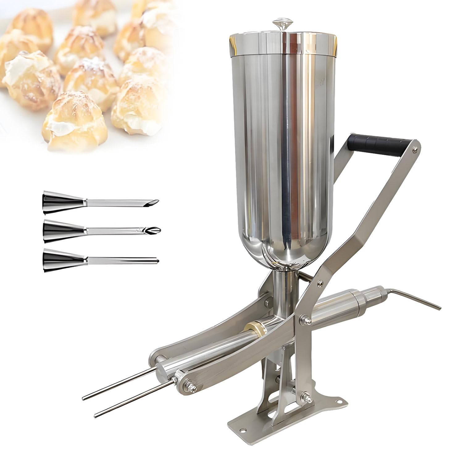 Máquina Manual para Rellenar donas, máquina Comercial para Rellenar donas, con 1 Boquilla Larga y 3 boquillas Cortas, precisión de llenado ±1 g, para restaurantes, cafeterías y panaderías.
