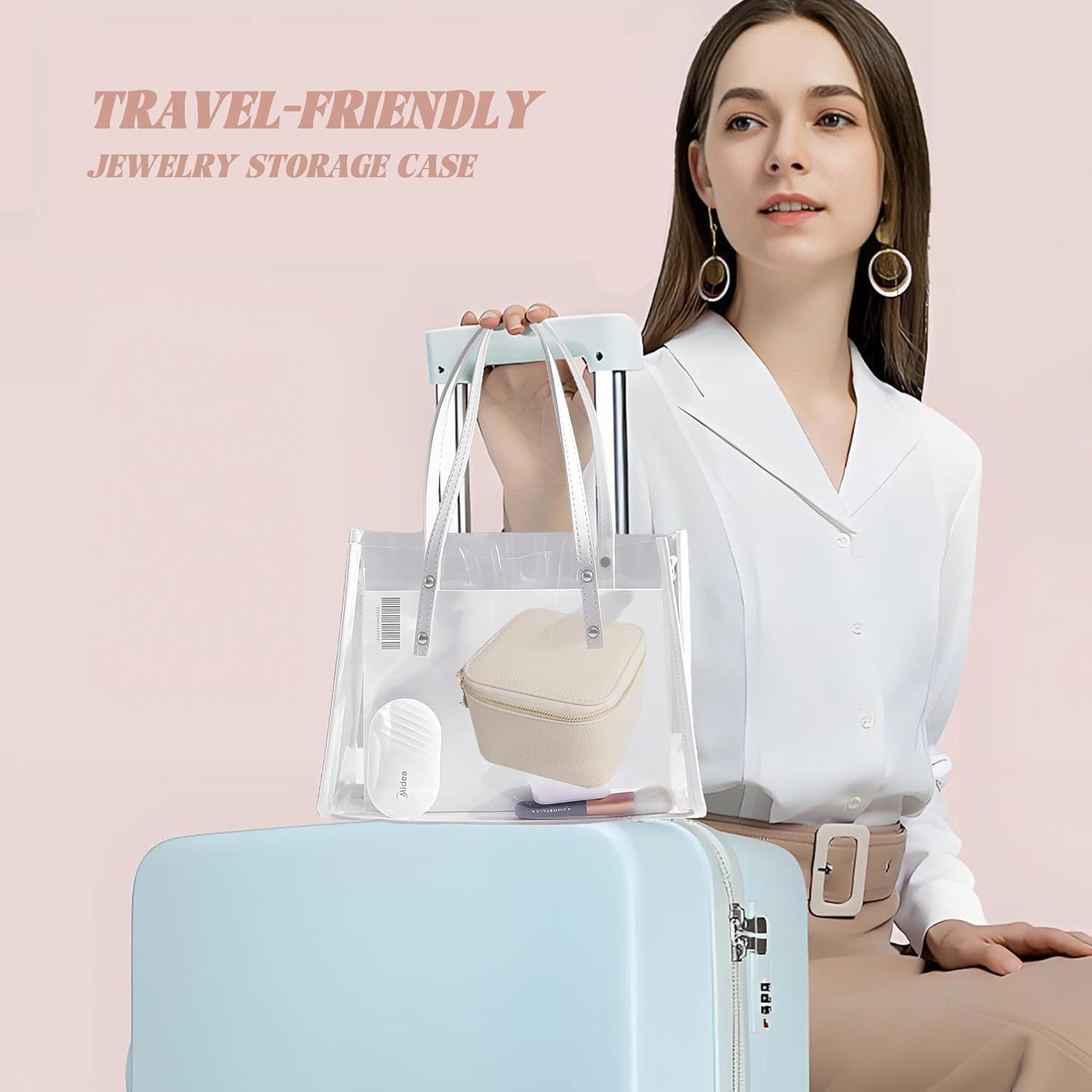 Mini Boîte à Bijoux De Voyage En Cuir PU – Avec Miroir, Imperméable, Idéale Pour Ranger Bagues Et Colliers