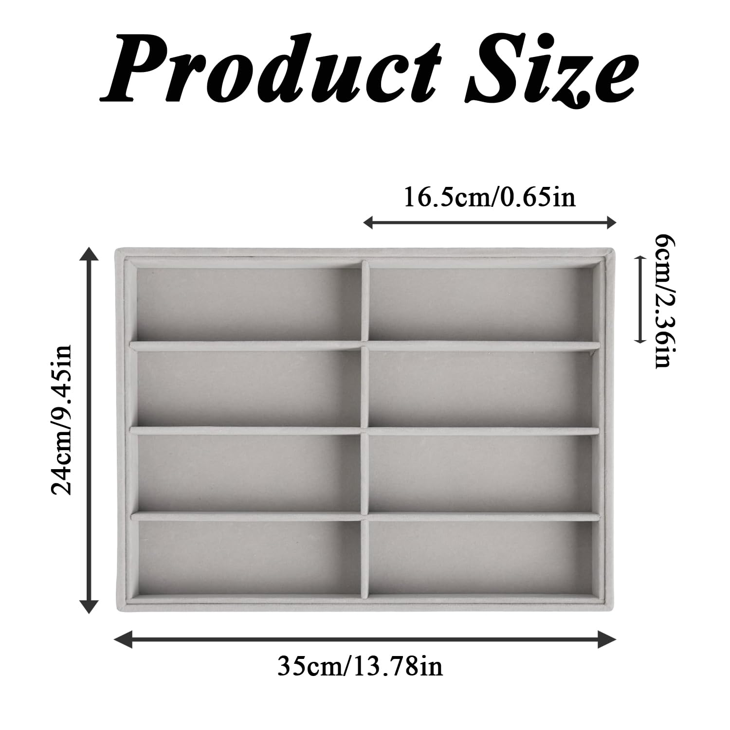 Lansls Organizador De Gafas 8 Rejillas, Bandeja De Exhibición En Terciopelo, Caja Apilable y Versátil Para Gafas De Sol, Relojes y Joyas, Ideal Para Hombres y Mujeres (Gris) — view 2