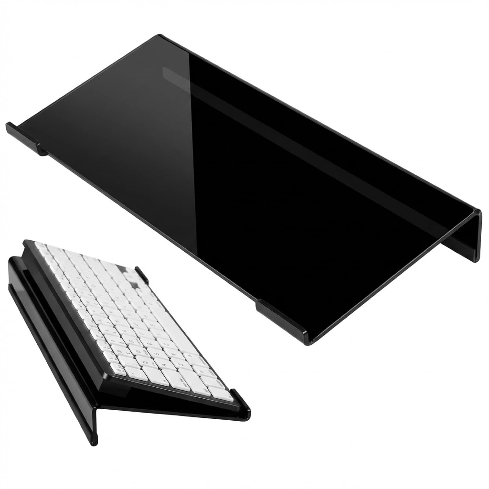 Computer Keyboard Stand - Clear Acrylic Tilted Ergonomic Riser | Non-Slip Keyboard Holder For Desk Space Saving | Promotes Comfortable Typing position For School, Office & Study Room