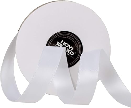 Cinta de satén de poliéster de doble cara blanca de 20 yardas de 58 pulgadas de ancho para manualidades, boda, envoltura de regalos, fabricación de