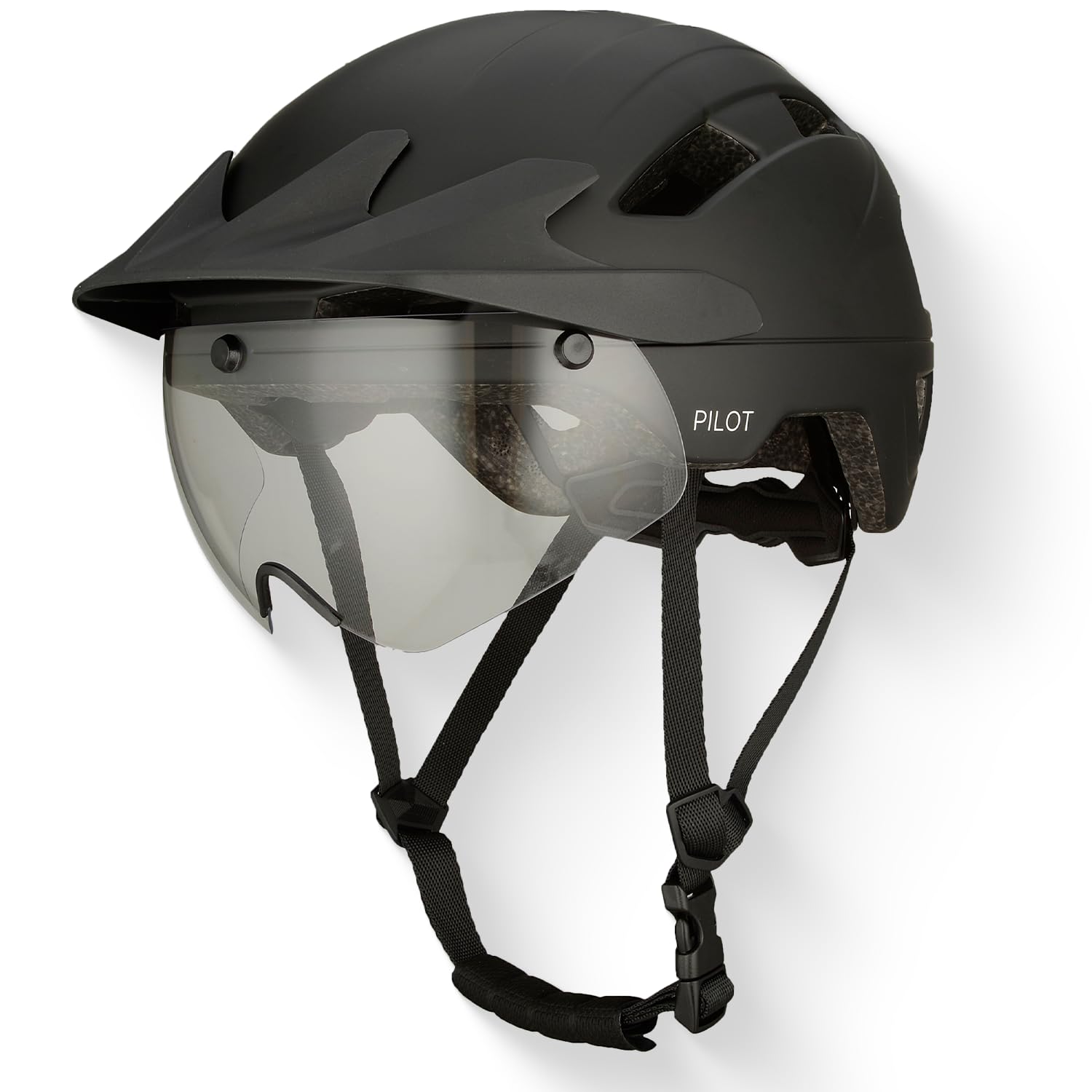 GOOFF Pilot - Casco S-Pedelec | Protezione per pedalate veloci in e-bike, casco da bicicletta con visiera e luce, certificato NTA 8776
