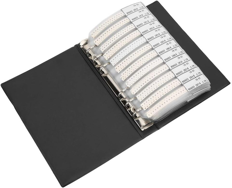 0603 Series Resistors 0603 Resistor Kit,SMD Resistor Kit Sample Book Black 170 Types Assorted Kit Sample Organization Book