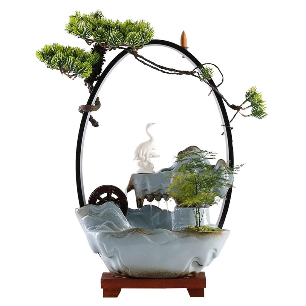 Fuente Decorativa de jardín, Fuente de Agua con Cascada, de cerámica, Feng Shui Zen, decoración para salón, Dormitorio, Oficina