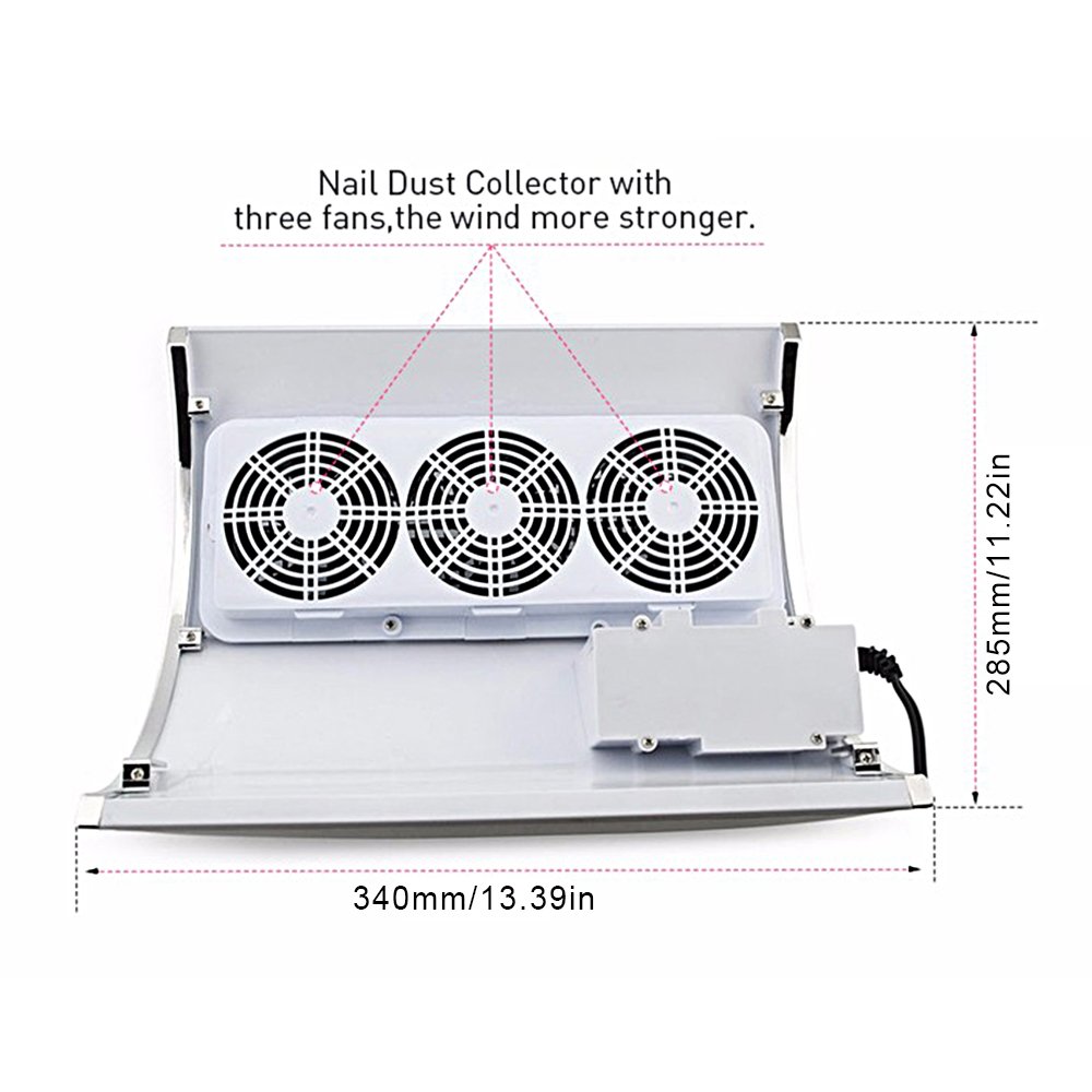 Aspiratore Unghie da Tavolo, leggero, 3 Ventole Professionale da Estetista 36w