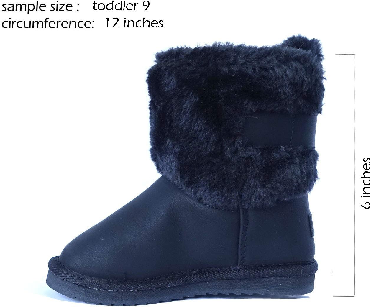 REDVOLUTION Kids Boots Toddler Girls Cute 2 Buttons || Rhinestone Faux Fur Suede Knitting Shoe - Image 3