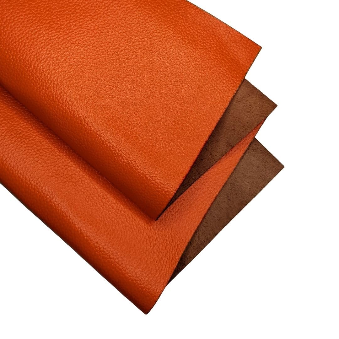 Real Leather Sheets, Tangerine- Litchi Embossed, 12" X 24"