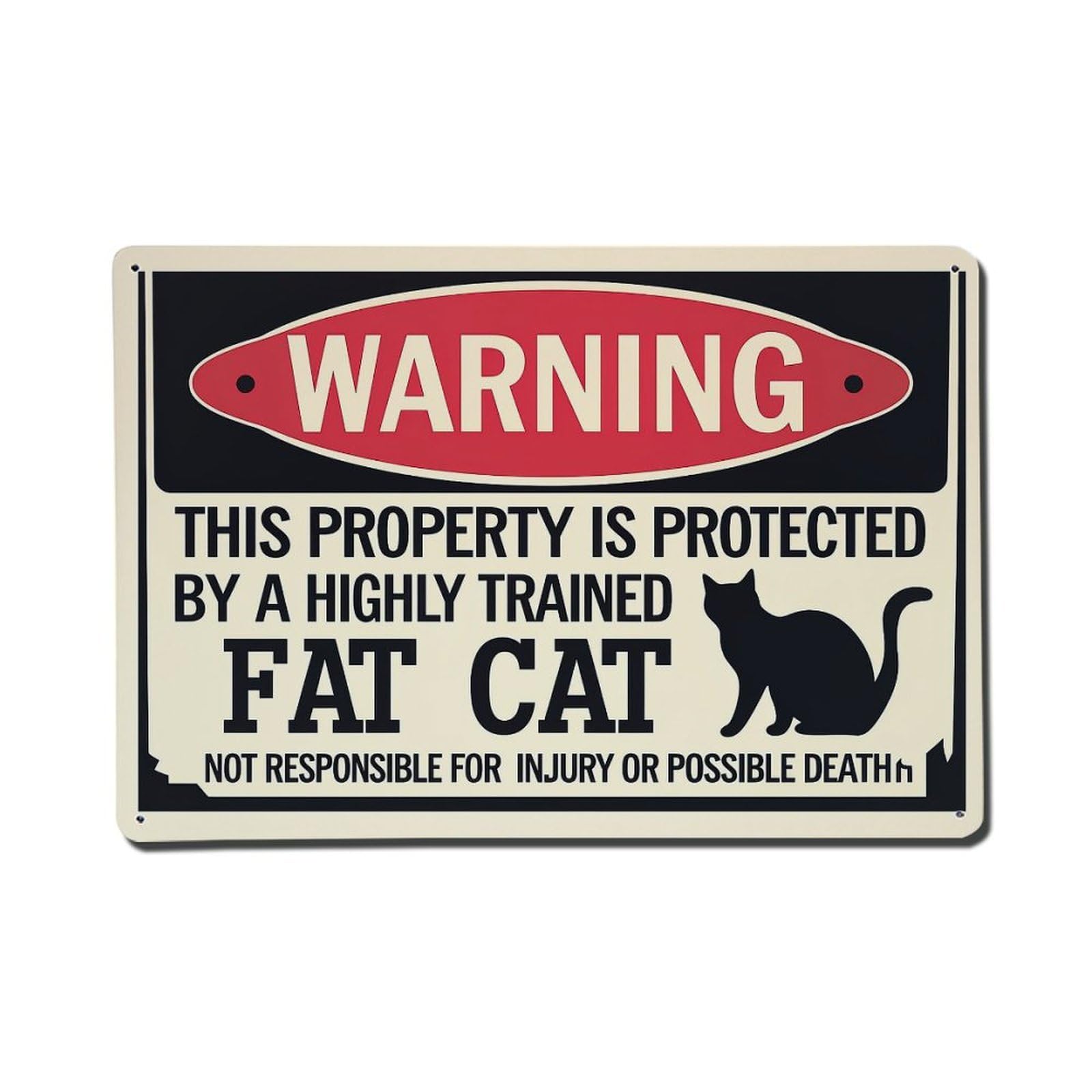 Jdfenggu Vintage Warning Fat Cat Sign Retro Metal Tin Sign, Metal Poster For Bar, Home, Man Cave, Kitchen, Laundry Room Art Decor 8X12 Inch
