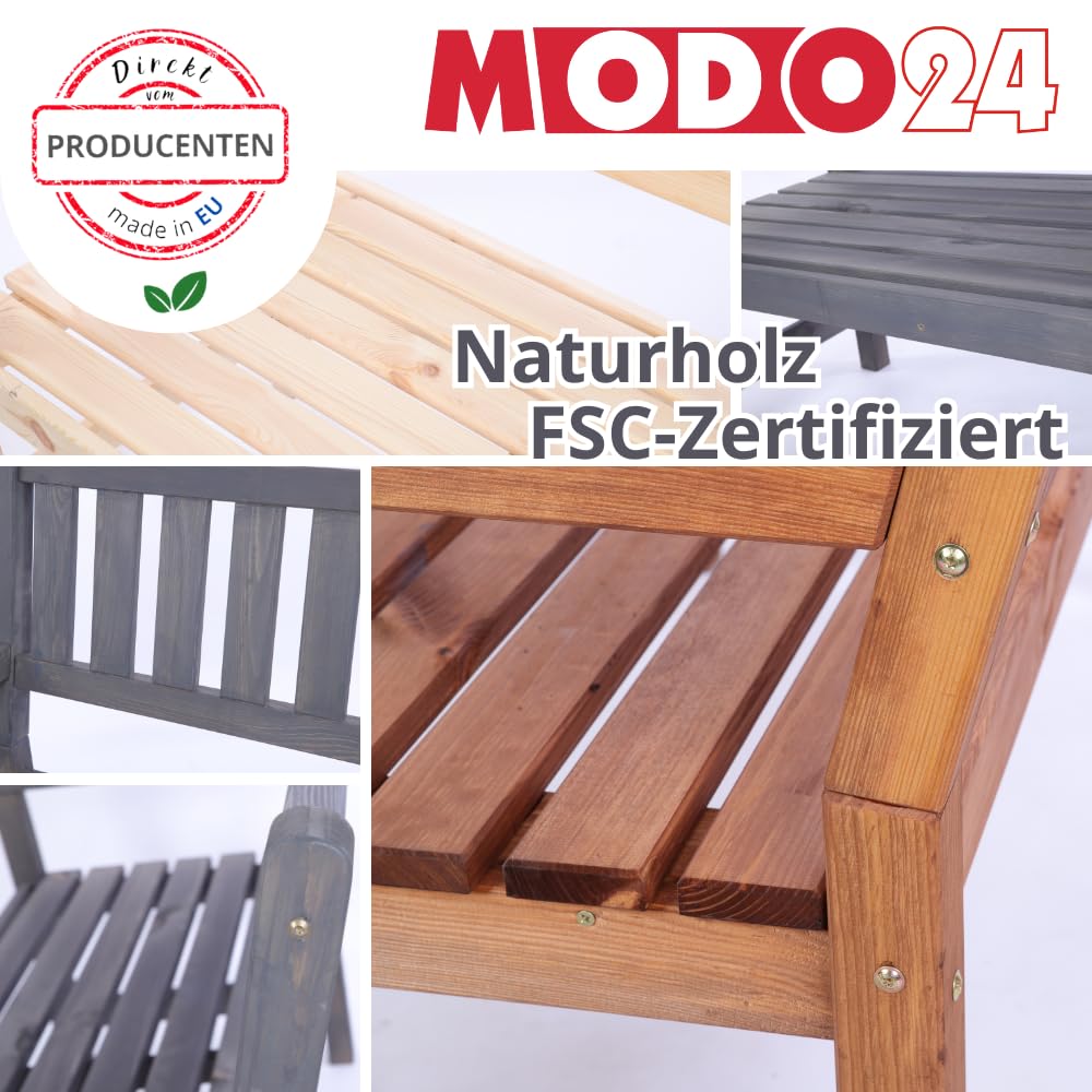 Gartenbank aus Holz, Schutzhülle aus PVC, Parkbank, Gartenmöbel, Sitzbank, Bank Friesenbank, Holzbank, 2-Sitzer, In- & Outdoor, FSC-Holz, Abmessungen 90x117x70 cm, Farbe: Grau