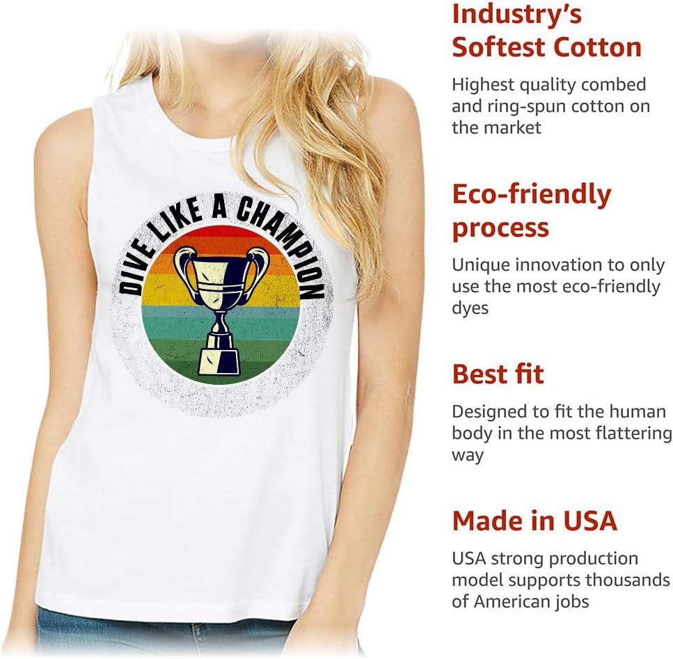 Champion Diver Women's Muscle Tank - Cool Tank Top - Illustration Workout Tank