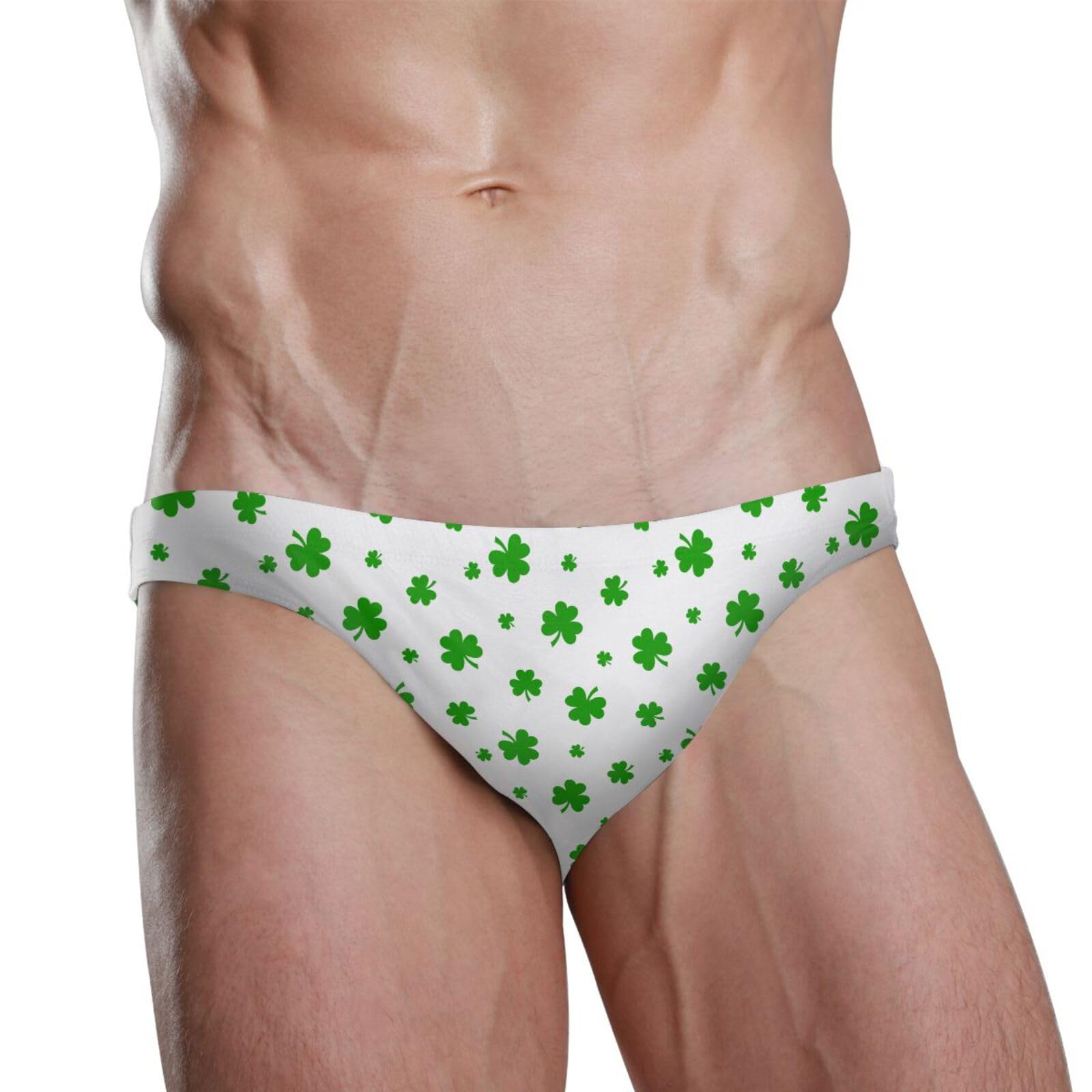 JHKKU Men's Sexy Swim Briefs St Patricks Day Shamrock Swimsuit Beach Swimwear Bikini Sport with Drawstring XXL