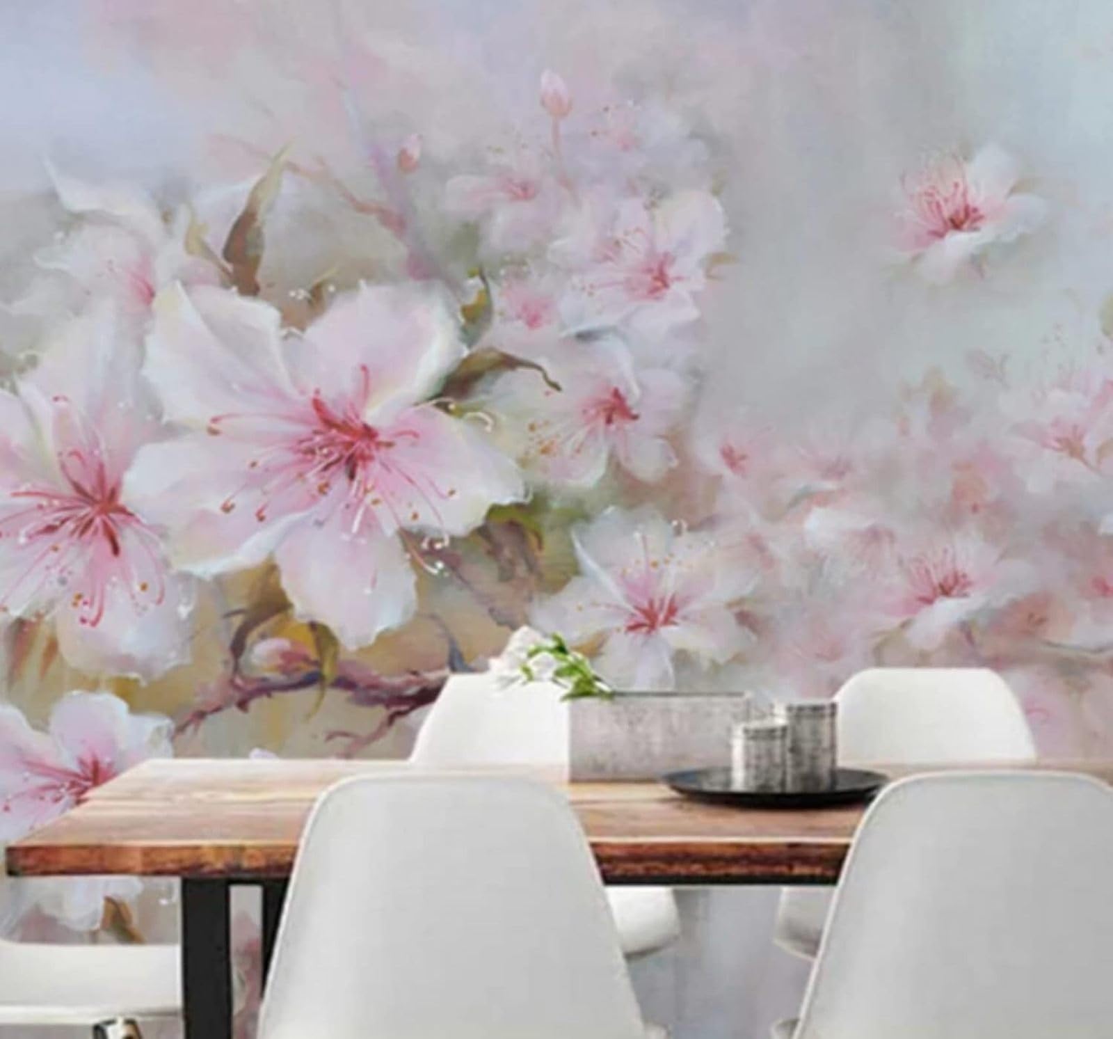 XLMING Creative Hand Drawn Beautiful Pink Peach Blossoms 3D Wallpaper Luxury Home Dining Decor Paste Sofa Living Room The Wall for Bedroom Mural-250cm×170cm