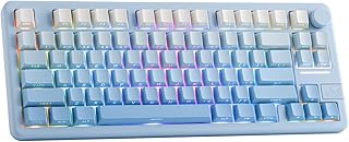EPOMAKER Galaxy70 Wireless Gaming Keyboard, 75% Aluminium Mechanical Keyboard, Bluetooth 5.0/2.4GHz/USB-C Wired, Programmable, Hot Swappable, for PC/Mac/Office/Gaming (Blue, Petal Switch)