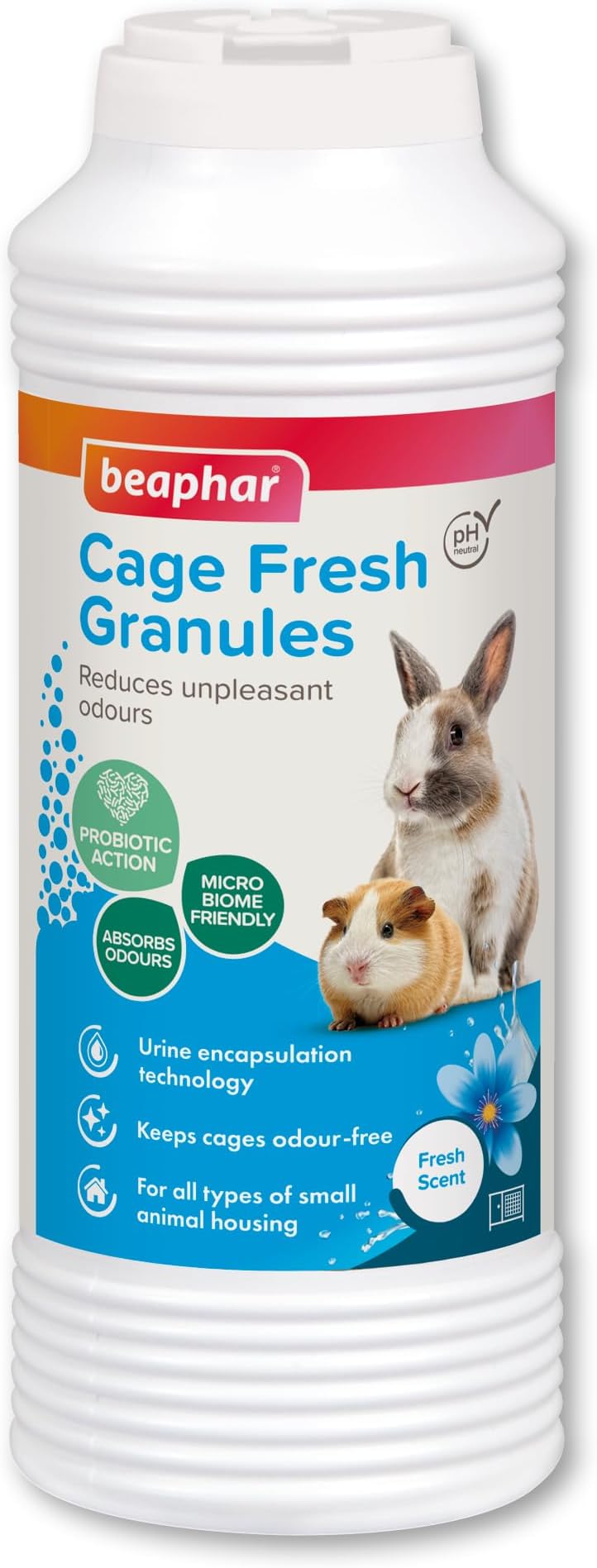Beaphar - Cage Fresh Granules - For Animal Cages, Hutches & Litter Trays – Keeps Cages Fresher for Longer – Traps & Destroys Odours With Urine Encapsulation Probiotic Technology – Fresh Scent – 600g