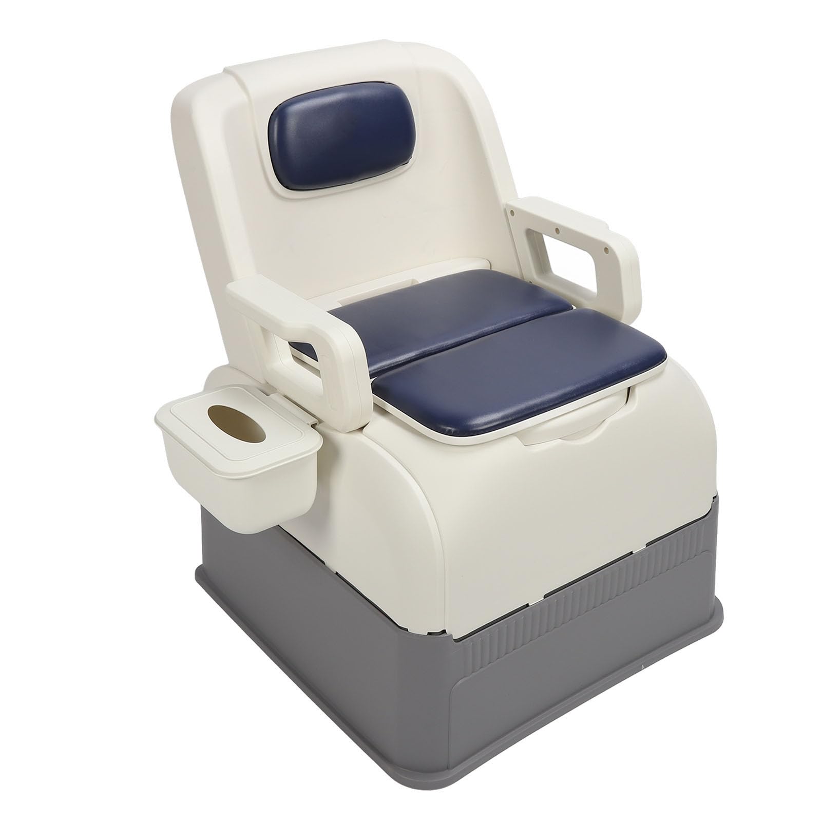 Bedside Commode Toilet, Portable High Load Capacity Odor Control Commode Chair with 2 Buckets Soft Padded Removable Armrest Mobile Solid Toilet