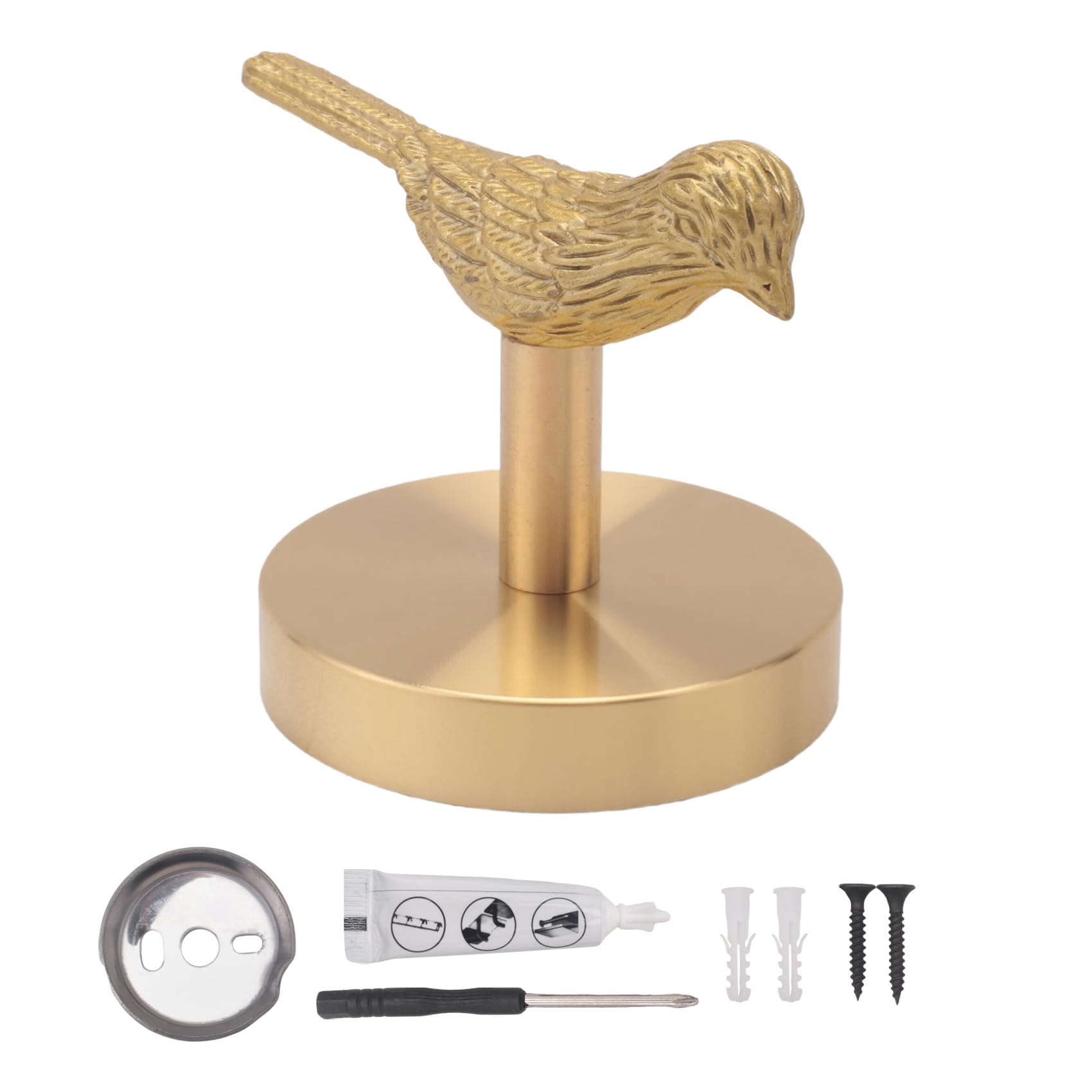 CTRLZS Brass Gold Animal Hook Solid Brass Coat Hook Door Back Hook Bathroom Kitchen Hooks Towel Rack(Bird)