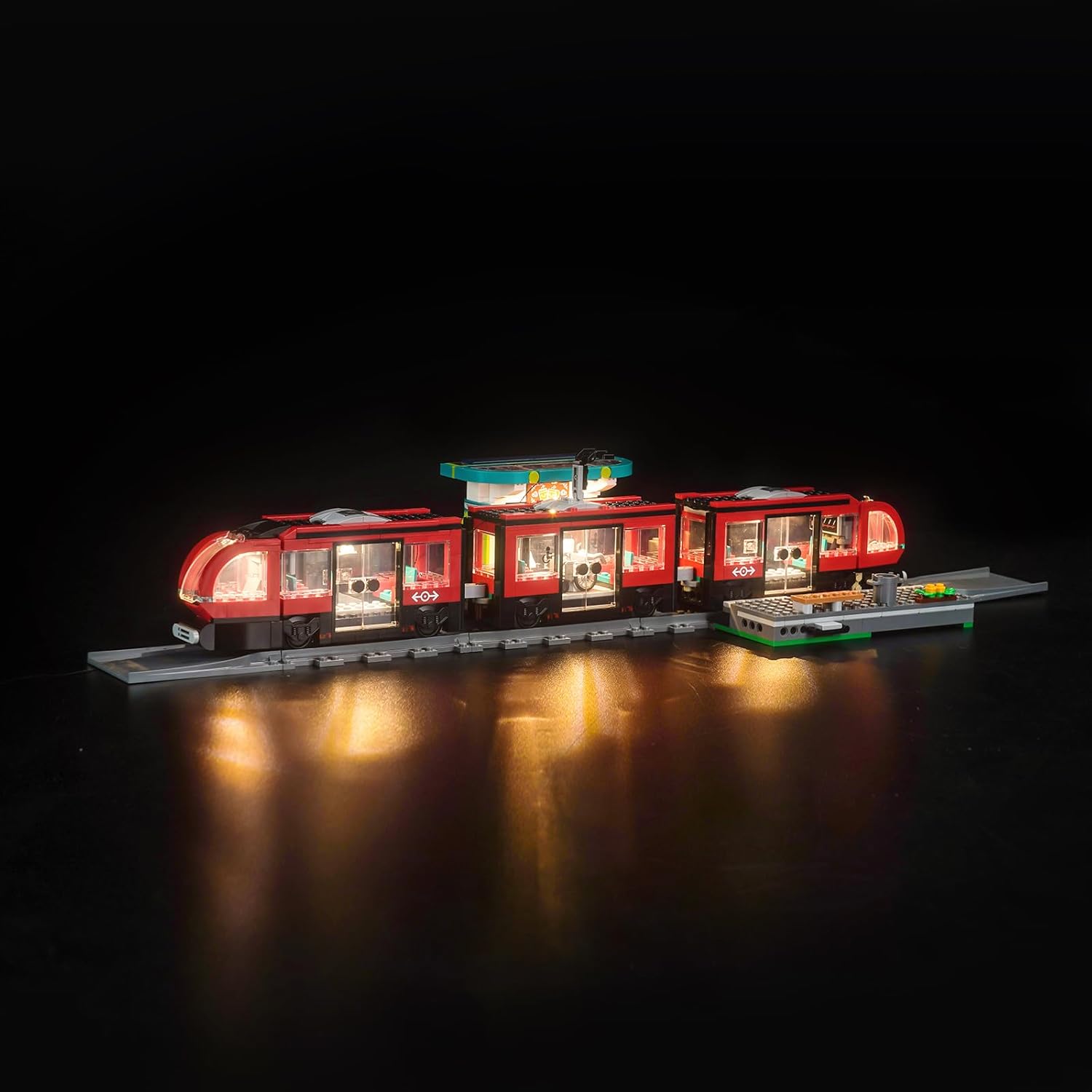 BrickBling LED Light for City Downtown Streetcar and Station, Creative Lighting Kit Compatible with 60423-No Model