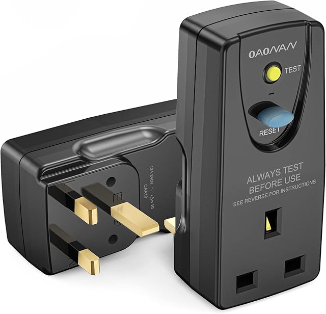OAONAN RCD Plug Safety RCD Adaptor, UK British Standard with Circuit Breaker Safety Protection for Pool Pump, Power Pressure Washer, Air Conditioner, Hair Dryer, Power Tools