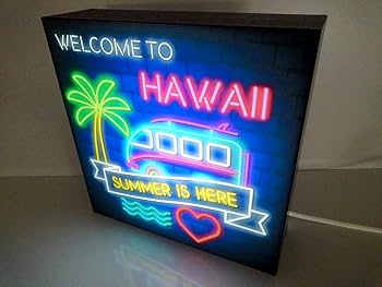 ワーゲンバス ビーチ ドライブ ハワイ HAWAII☆LED電光看板 WELCOME ハワイ ワーゲンバス ヤシの木 ビーチ 海 サイン 看板