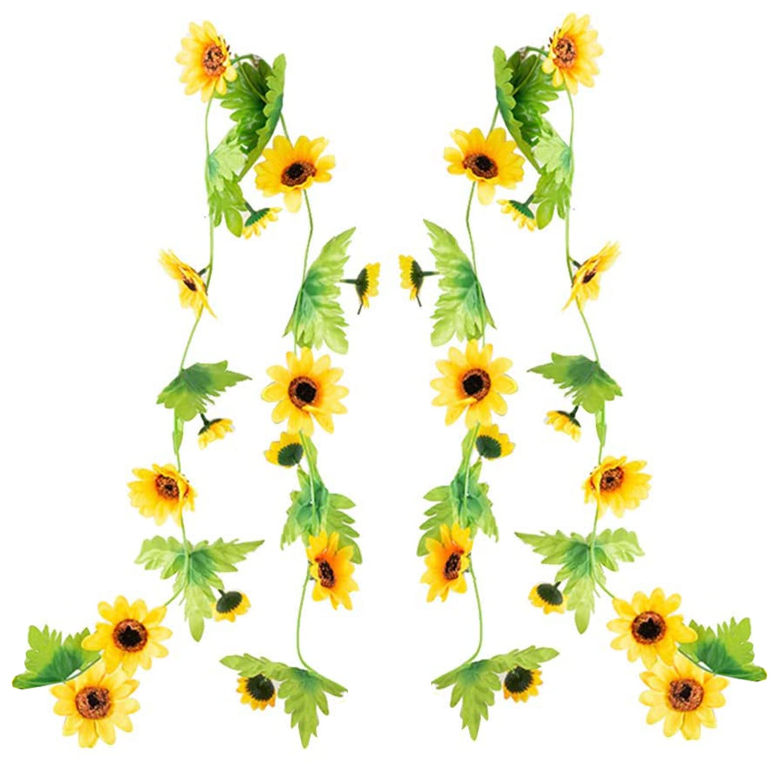 DEMIUKO 2 Pezzi Girasole Finti Ghirlanda 2M Ghirlanda Di Girasole Artificiali Vite Fiori Seta Ghirland Di Girasoli di Fiori Interni Esterni Girasoli da Appendere per Giardino Festa Matrimonio