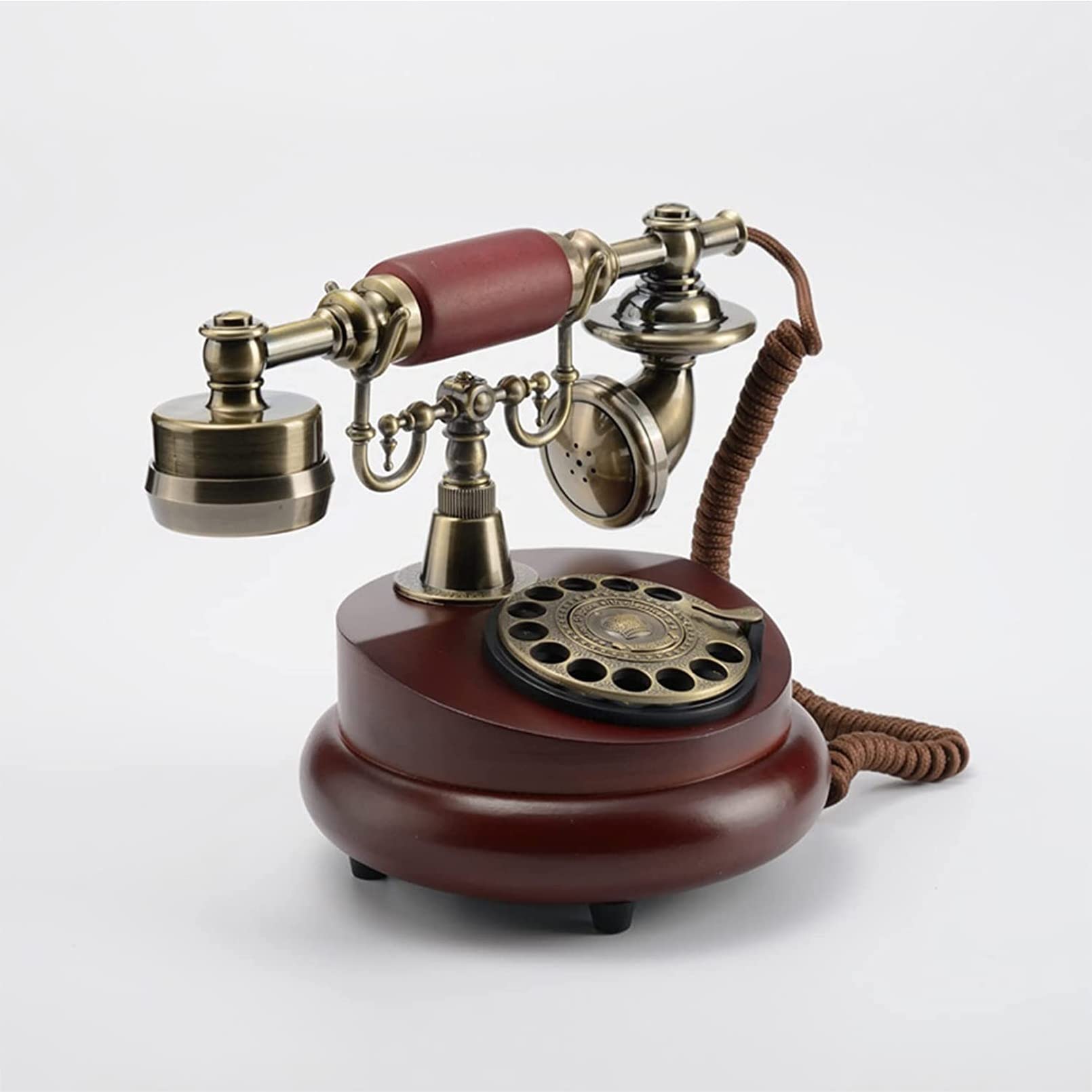 WangXLDD Dekoracja telefonu czerwony retro staromodny obrotowy telefon z tarczą vintage, mechaniczny telefon stacjonarny telefon stacjonarny na biurko do domu, biura, baru, hotelu