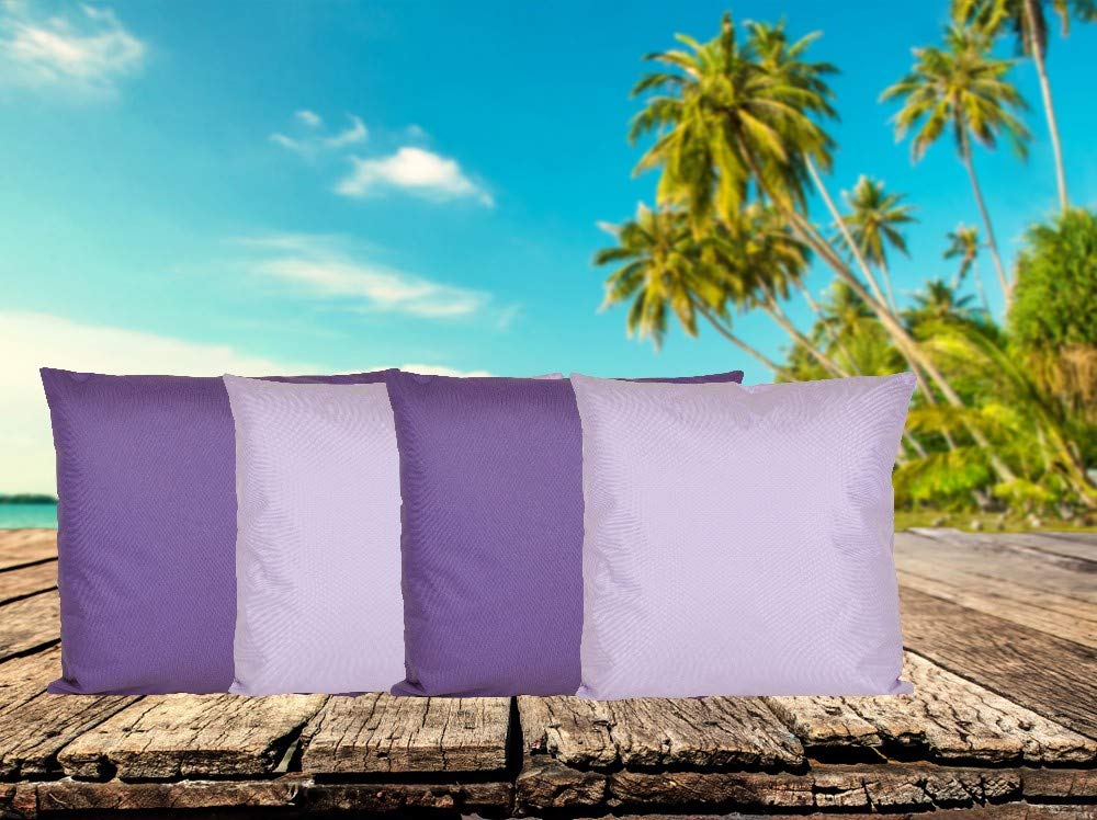 Coen Bakker Jack 4X Outdoor Lounge Kissen 45x45cm viele Farben Dekokissen inkl. Füllung Wasserfest Sitzkissen Garten Stuhl, Farbe:2X Flieder - 2X Lila