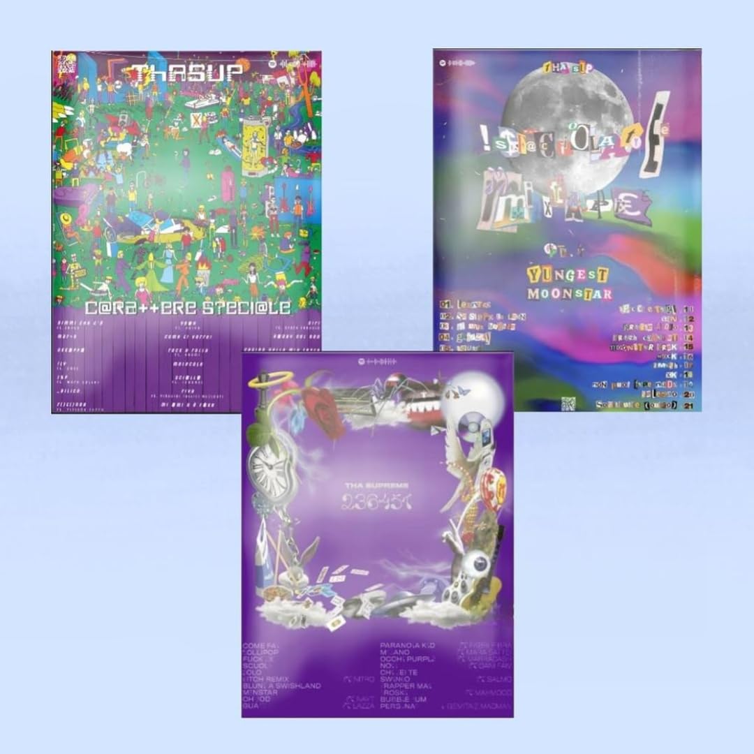 Set Poster Thasup Album (23 6451/Sfaciolate Mixtape/Carattere speciale) Trap/Rap Italiano, Hip Hop, Decorazioni (Set SENZA CORNICE, 30x40 cm, Sfaciolate Mixtape/23 6451/ Carattere speciale)