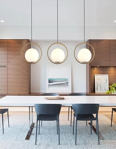 Kefa Modern Not Hardwired Battery Operated Glass Globe Pendant Light Fixture, Industrial Style Kitchen Island Lighting With White Shade, Wireless Hanging Pendant Light For Living Room Restaurant Bar #TOP4