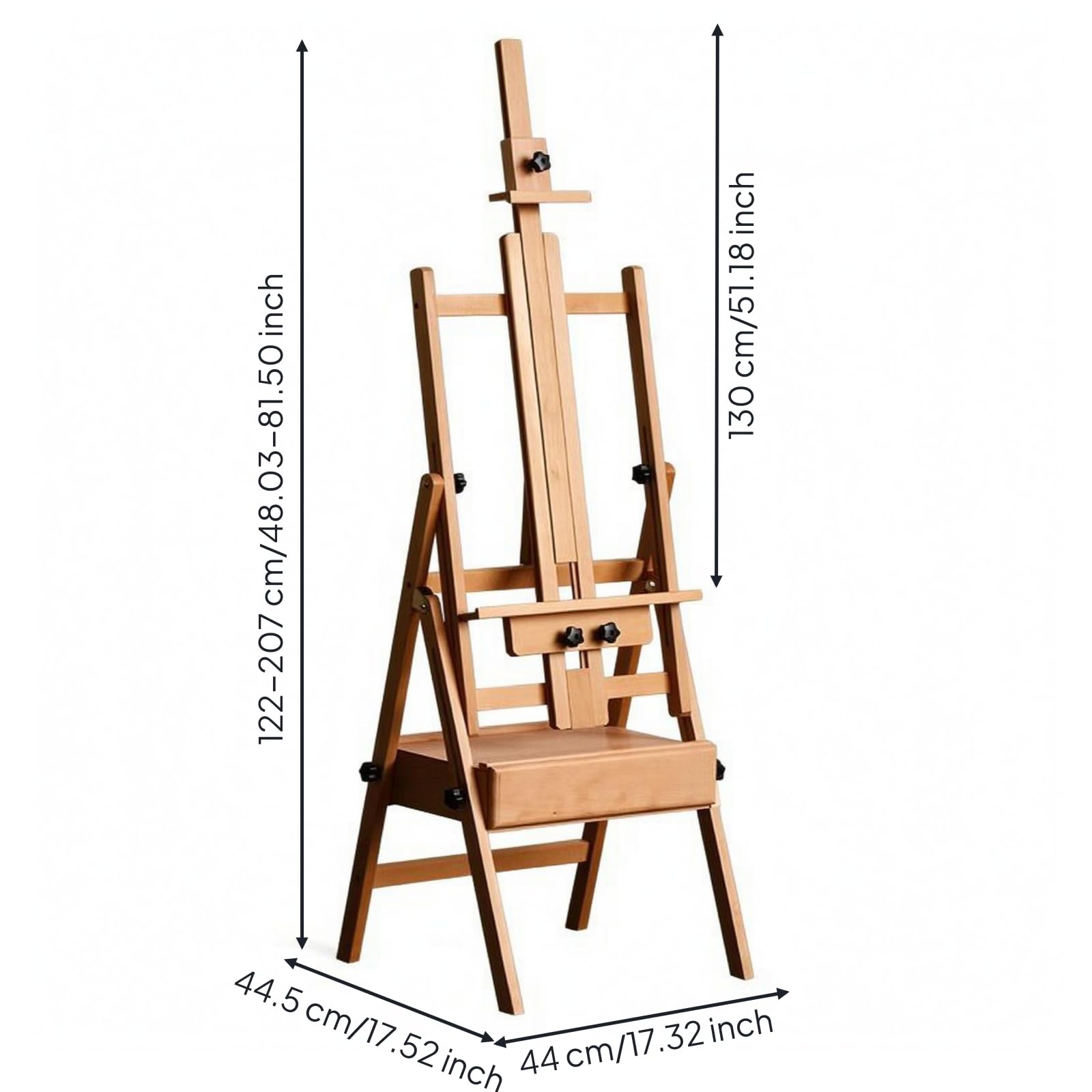 TISHITA Caballete de Dibujo Infantil Caballete Plegable Atril de Pintura Soporte Regulable Caballete con Cajón Integrado Estructura de Adecuado para Artística, Marrón Claro, Caballete Con Cajón