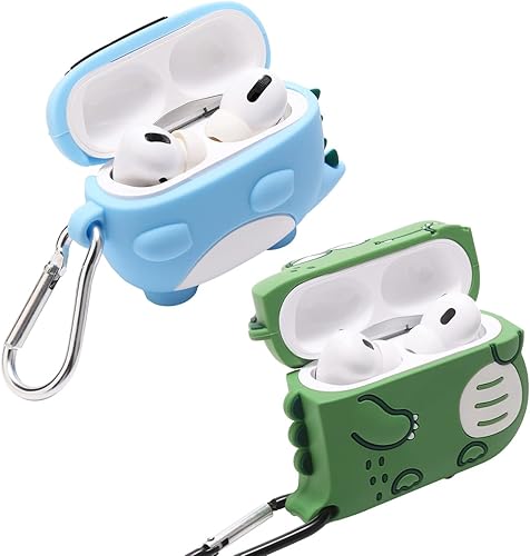 Miniatura 2 de Paquete de 2 funda suave Lubiogio 3D de cocodrilo + dinosaurio para Airpod Pro, diseño de caricaturas 3D Kawaii Animal Airpod Pro para niños,