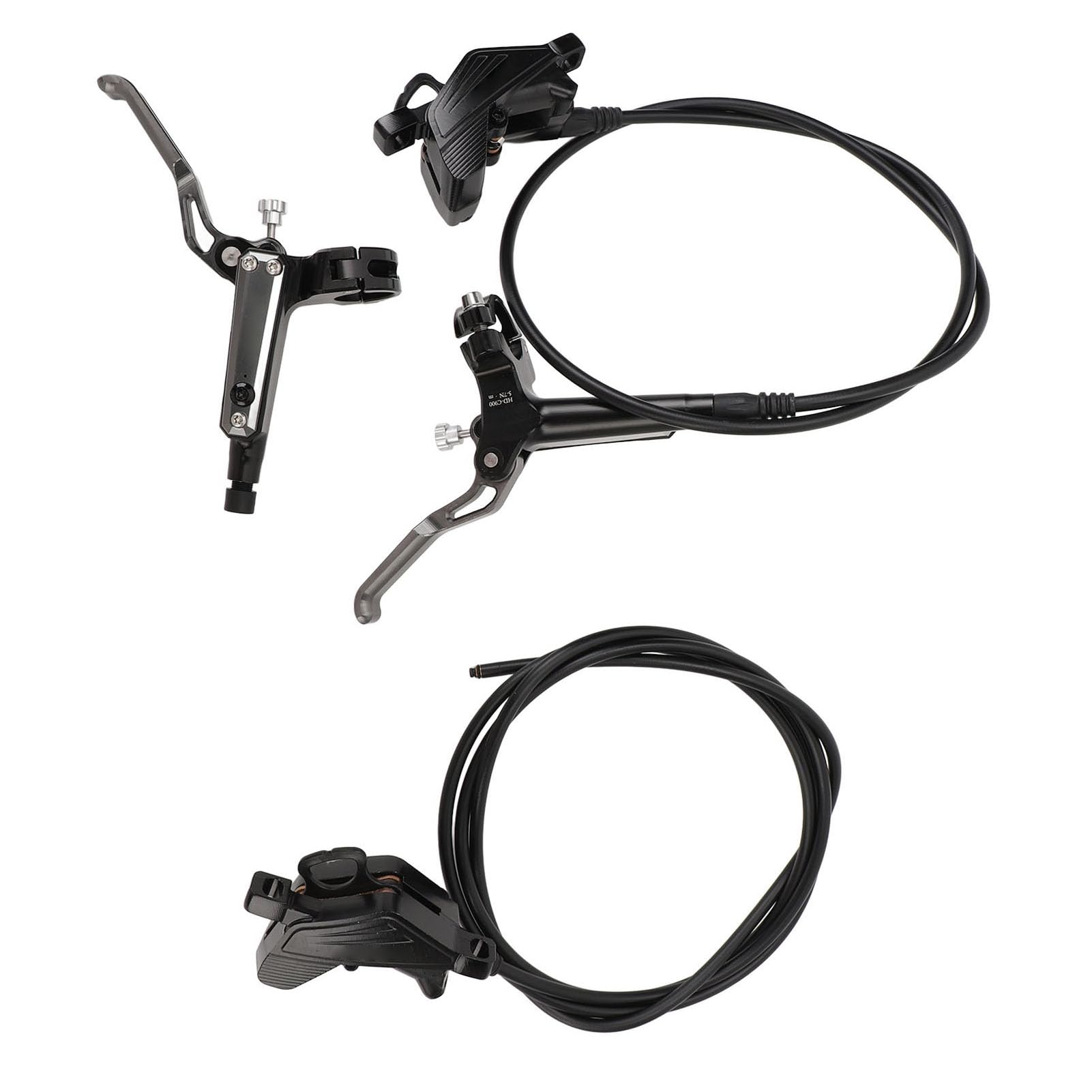 Hydraulic Disc Brake Set, Four Piston Hydraulic Disc Brake, Quick Response, Efficient Braking for Mountain (Black)