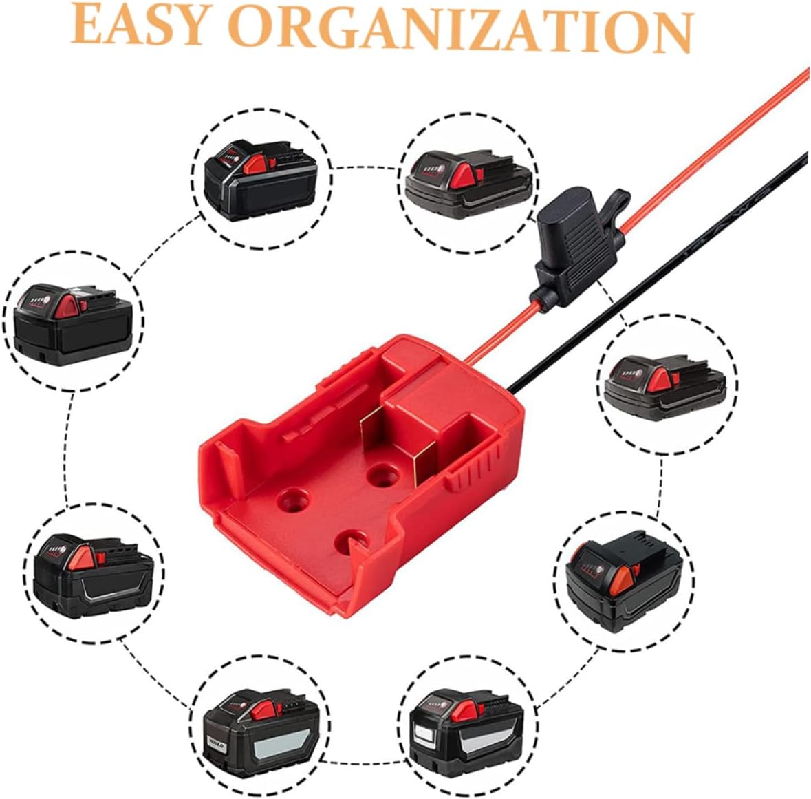 Homoyoyo 1set Power Connector Adapter for Tools Battery Converter Fuse for Projects and Electric Toy Modifications
