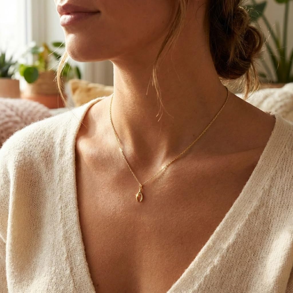 Gold Wish Bone Charm - 10 Karat Solid Gold - Dainty Lucky Jewelry