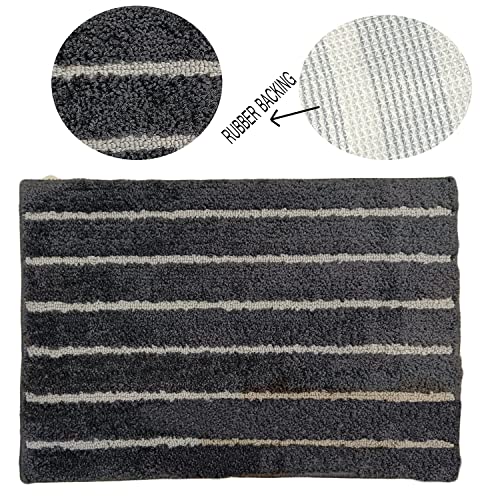 Image of Door Mats for Home | Door Mats for Home Entrance | Door Mat for Bathroom| Soft & Super Absorbent Mats for Shower | Washable, Non-Slip & Quick-Drying Mats (Pack of 2) (Black & White)