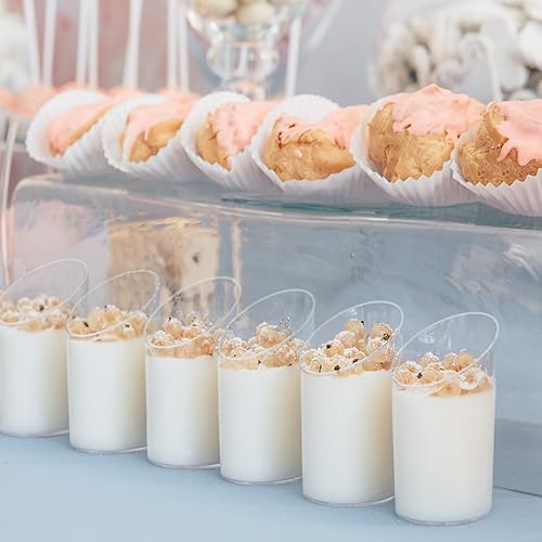 Miniatura 6 de Ruisita Paquete de 60 tazas de postre de 3 onzas, mini tazas de postre de plástico transparente con cucharas inclinadas redondas para servir postre,