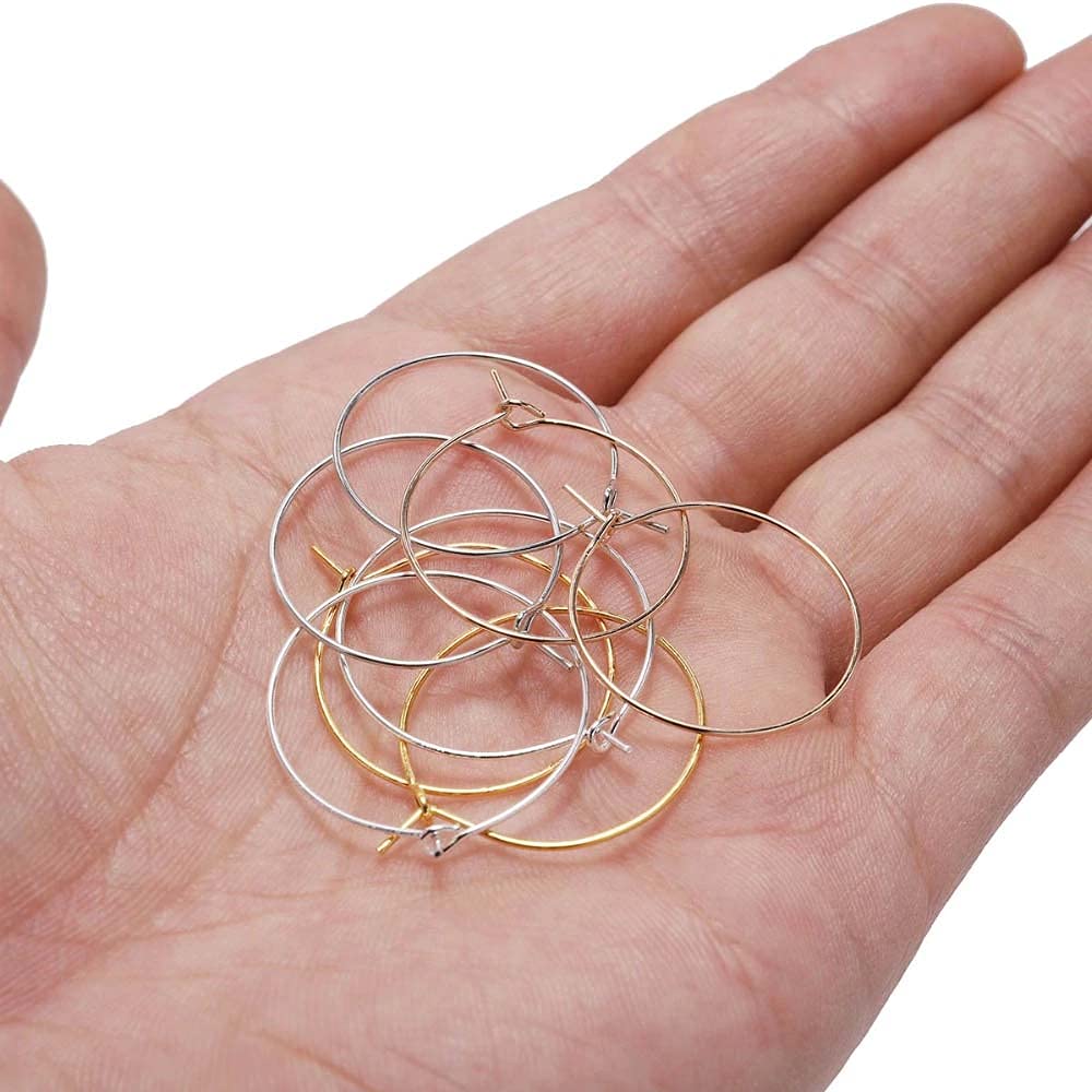 DIY Crafts 100 Pcs, Gold, Wine Glass Charm Rings Open Earring Beading Hoop Party Favor For Beading & Jewellery-Making Silver/Gold/Nicel/Mehandi P(100 Pcs, Gold)