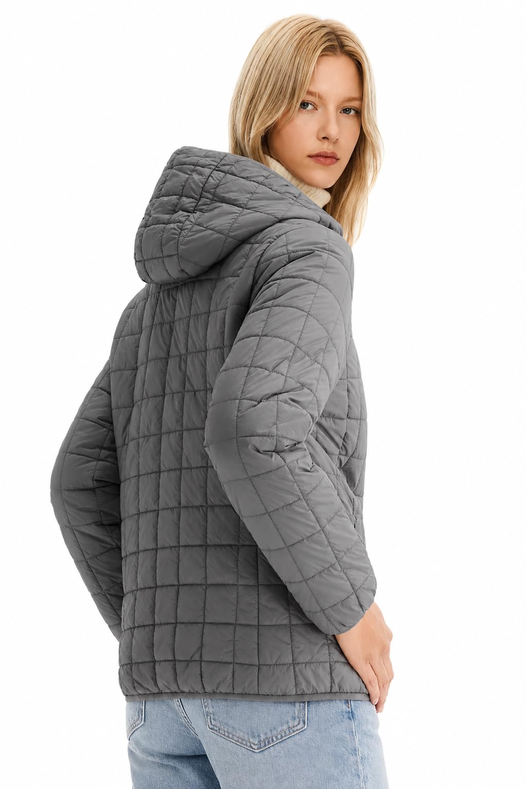 Orolay Chaqueta acolchada ligera con capucha para mujer, abrigo cálido con cremallera y bolsillos
