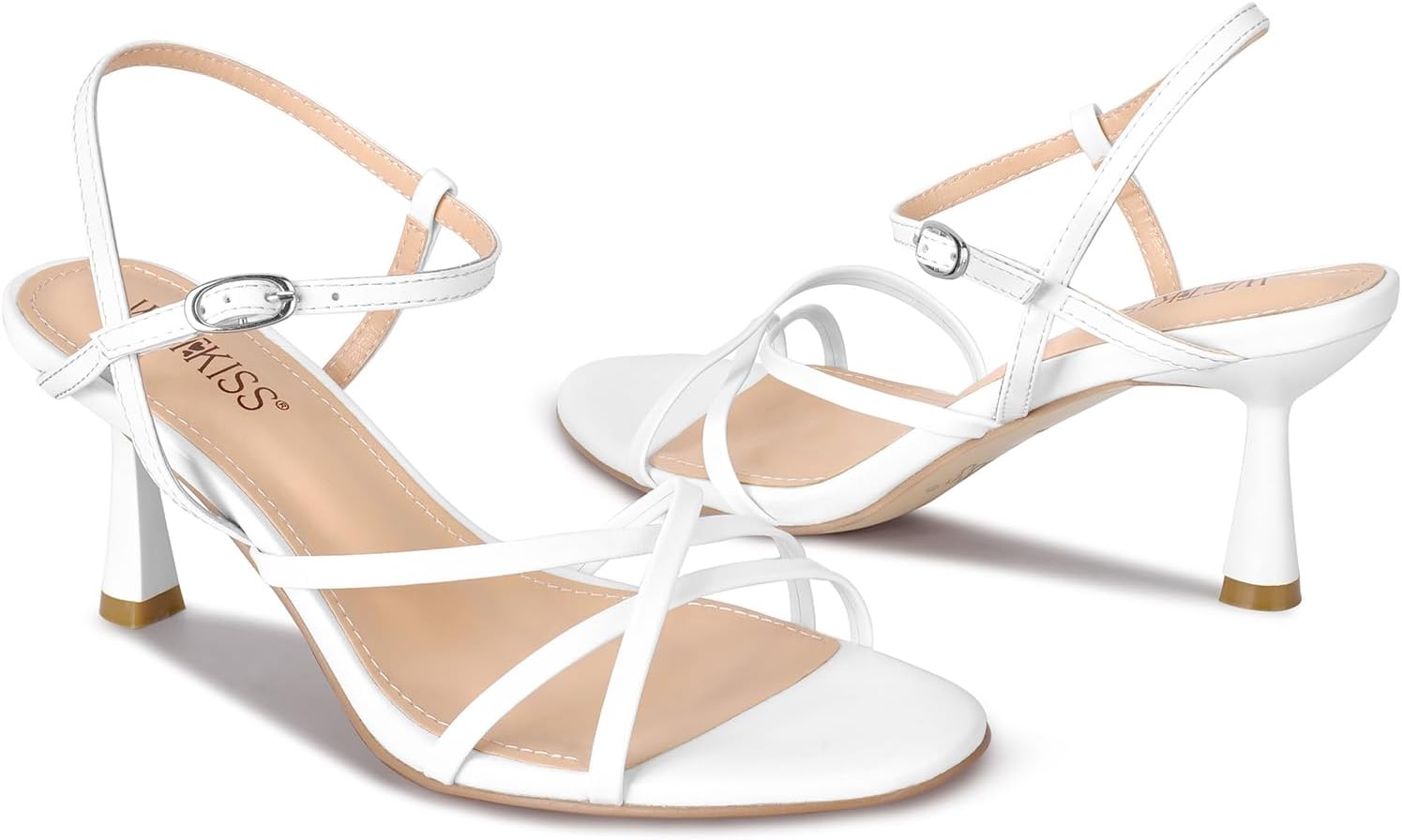 wetkiss Strappy Kitten Heels For Women Low Heel Comfy Sandals Adjustable Ankle Strap Round Open Toe For Homecoming Party Dress Wedding Gold Black White Red Silver Available - Image 5